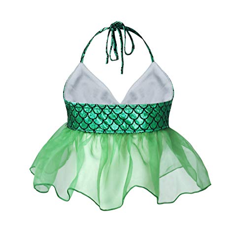 Jurebecia fato de banho de sereia verde feminino Separate Mermaid Cute 3 Piece Mesh Swimsuit Mermaid