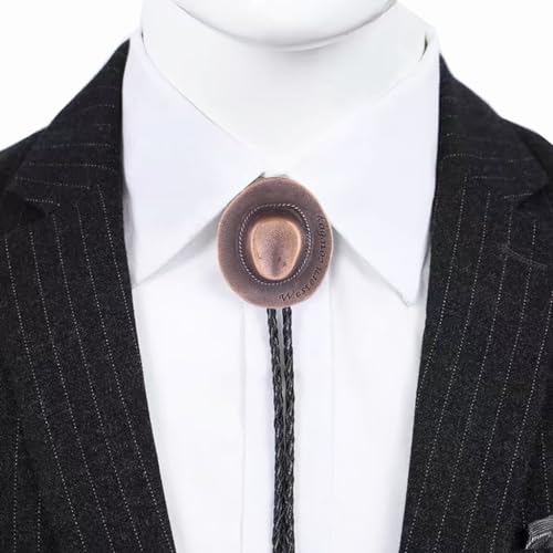 Image of HUABOLA CALYN Native American Bolo tie Rodeo Cowboy Leather Necktie Western Bolo ties for Men Women Necktie for Concert Fans
