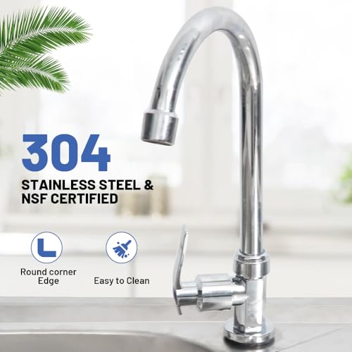 Yeeoy Stainless Steel Single Bowl Freestanding Commercial Utility Sink Set with Faucet, Drainboard & Storage Shelves, 30x17x31 inches