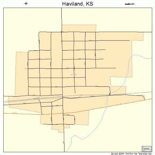 Large Street & Road Map of Haviland, Kansas KS Printed poster size