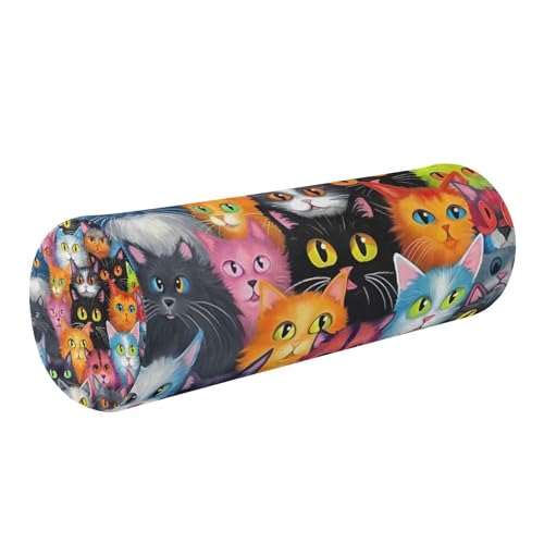 FLildon Cute Cats Neck Roll Pillow for Pain Relief -