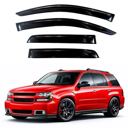 Image of KPY Rain Guards Fit for 2002-2009 Chevrolet Trailblazer, Out-Channel Window Visors Vent Wind Deflectors 4PC, Car Accessories for 06-09 Chevy Trailblazer SS