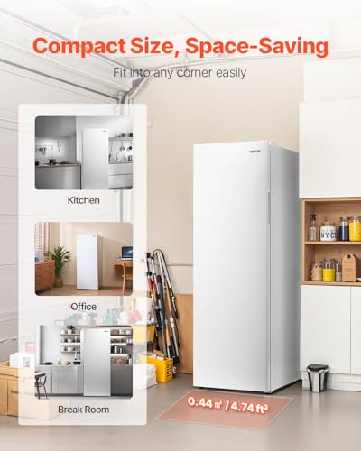 Image of VEVOR Convertible Freezer /Refrigerator, 11 Cu.Ft Frost Free Upright Freezer with Temp Control Panel, Reversible Door, Adjustable Glass Shelves and LED, Standing Fridge for Kitchen, Office, Garage