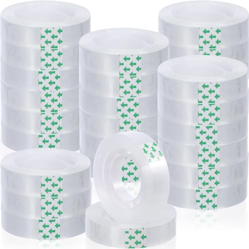Image of Jetec 24 Rolls Clear Tape Bulk Transparent Invisible Tape Refills 1 /2 x 1260 Inches Glossy for Gift Wrapping Dispenser Office School Home Use Gift Wrap Desk Supplies