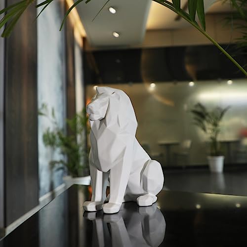 Image of Artarium Geometric Sitting Lion Decorative Showpiece for Home Decor Office Decor Animal Figurines Gifts Antique Design (Sitting Lion White 7.67 Inch)
