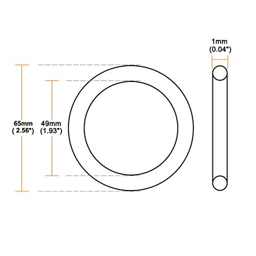 uxcell Air Compressor Compression Piston Ring Replacement Part 65mm OD 49mm ID 1mm Thickness, Yellow