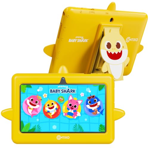 Image of Contixo Baby Shark 7 Inch Kids Tablet, 32GB, Android 16, Yellow, Ages 3-12