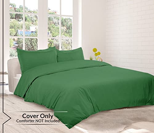 Image of ROYALE LINENS Hunter Green Duvet Cover King Size - 3 Piece Bedding Comforter Covers - Zipper Closure - 1 King Duvet Cover 104x90 inches and 2 Pillow Shams - No Comforter Included