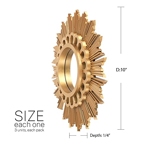 Image of Mirrorize 10 inch Gold Circle Mirror Wall Decor Set, Gold Round Mirrors Accent Decor for Living Room, Decorative Gold Mirrors for Wall Decor Set of 3, (IMP8565)