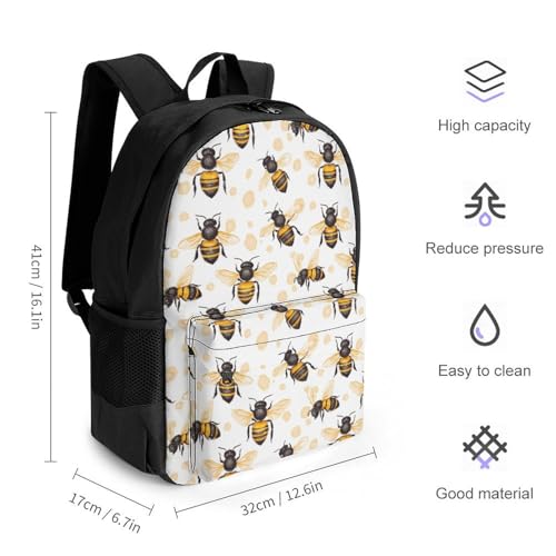 Honey Bees Travel Backpack Casual Daypack Shoulder Bag with Adjustable Shoulder Straps for Men Women2