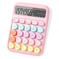 lohey Calculator, 12 Digit Cute Desk Calculator with LCD Display and Big Round Buttons, Pink Calculators Large for Office Home School Business