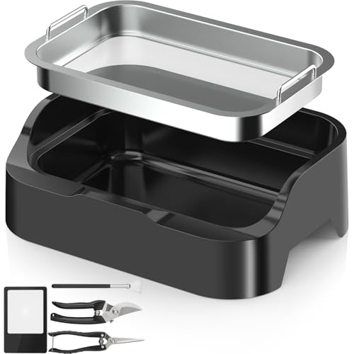 Trim Tray with Replaceable 150 Micron Screen Includes 2 Precision Scissors Brush & Magnifying Glass Multi-Functional Sifting Tray for Sorting Drying & Gardening