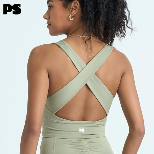 Image of POPSUGAR Sports Bras for Women - Y Back, High Neck, Strappy & Long Line Padded Racerback Bra Workout Yoga Top Racer Back Bra