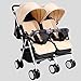 Olydmsky Carro bebe,Gemelos bebé silla de paseo Ultra luz portátil plegable dos personas cochecito de bebé 75 * 60 * 102 cm