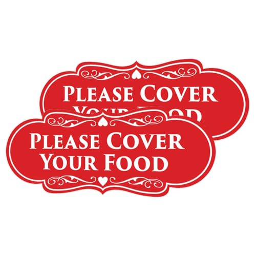 Signs ByLITA Designer Please Cover Your Food Sign (Red) - X-Large (2 Pack)
