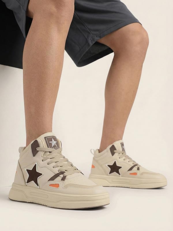 Image of FAUSTO Men High Top Breathable Lace-Up Sneaker Shoes | Chunky Streetwear Lightweight Casual Sneakers | Memory Cushioned Insole