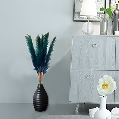 7Pcs/31.49'' Fluffy Faux Pampas Grass Home Bedroom Living Room Table Vase Decoration Large Dried Flower Bouquet Wedding Decor Soft Natural Artificial / Fake Bulrush Reed Grass No Shedding(Blue) #TOP3