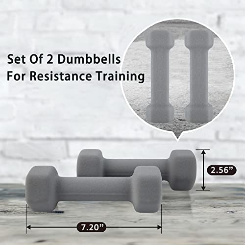 Saorzon Dumbbells Set Of 2 Exercise Fitness Dumbbell For Home Gym Free Weights Hand Hex Dumb Bells Gray 5Lb #TOP3
