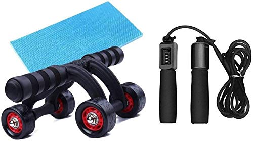 4 Wheel AB Roller Set with Jump Rope Knee Pad Abdominal Exercise Equipment Gym & Fitness Kit-image-17