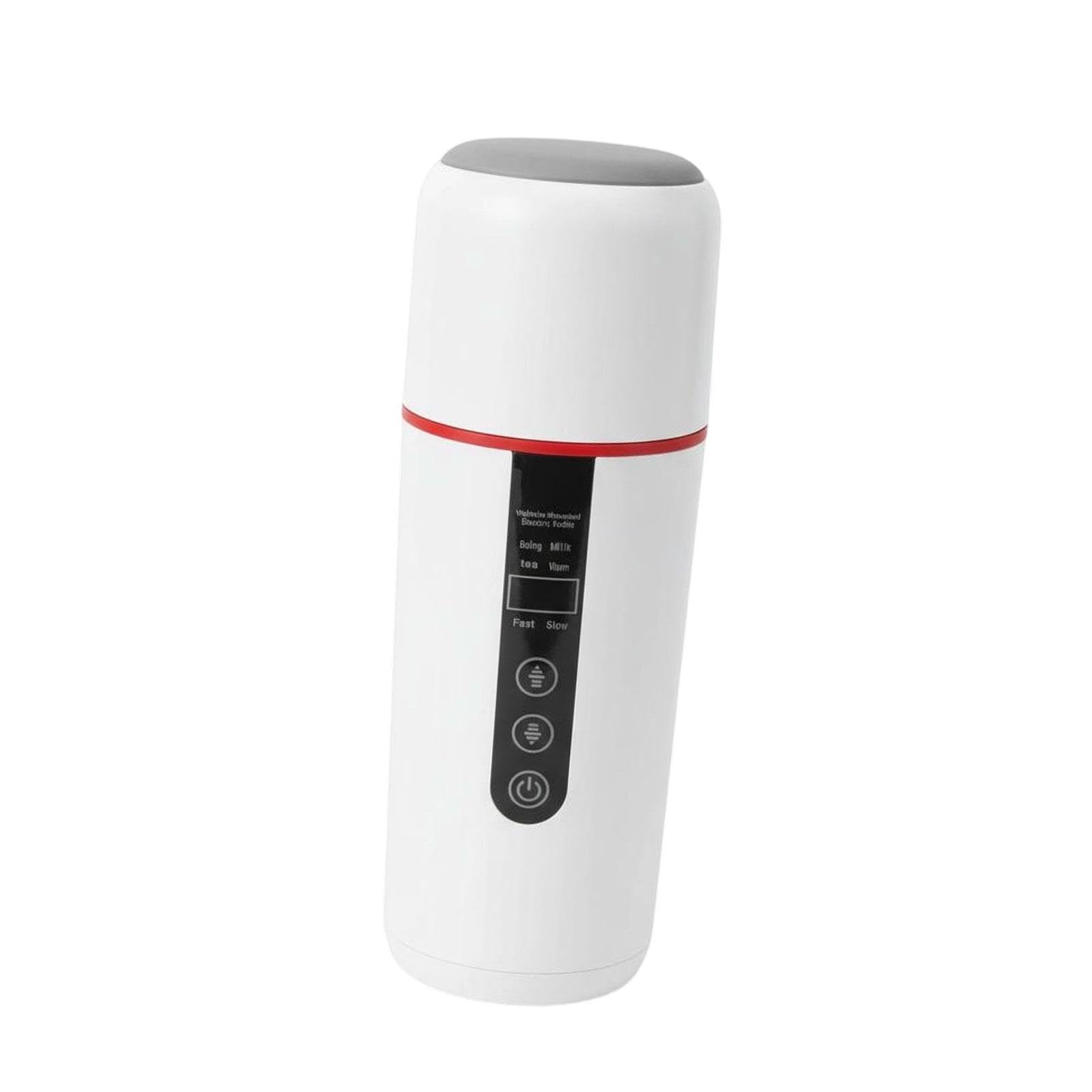 perfk Taza calefactora para coche, hervidor eléctrico para coche, a prueba de fugas, accesorios para automóviles, portátil, 12V 24V, taza de viaje universal, Blanco