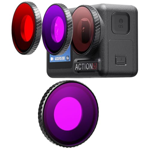 Honbobo Tauchfilter für DJI Osmo Action 5 Pro Hellrot/Rot/Violett Filter Unterwasser Filter Objektiv Schutz Zubehör für DJI Osmo Action 5 Pro 4 (Purple)