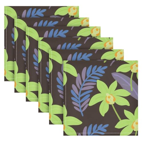 Serviettes de table réutilisables sans pli en polyester 50x50 cm fleur verte