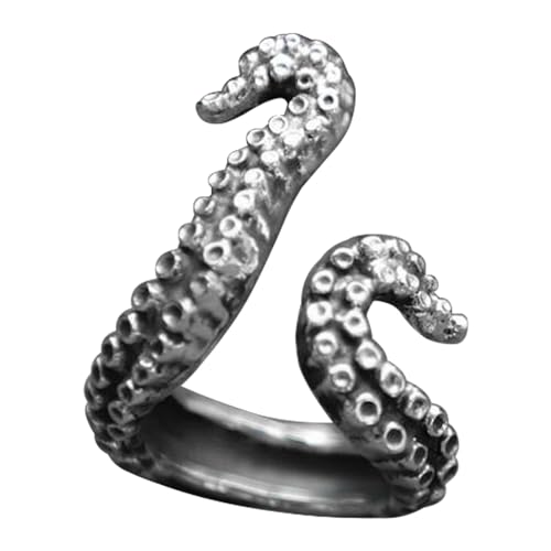 Ghjkldha Bague de pirate réglable en forme de pieuvre | Bague vintage unisexe en forme de poisson diable pour homme et femme, Refer to , se référer à la ,...