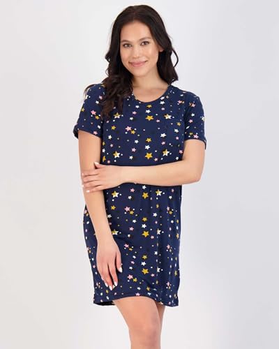 Image of Real Essentials 3 Pack: Women's Short Sleeve Nightgown Dress - Nightshirt Pajama Sleep Shirt Sleepwear (Available In Plus)