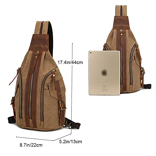 Canvas Sling Bag for Men Vintage Chest Bag Lightweight Backpack Crossbody Bag Shoulder Casual Women Outdoor Cycling Travel2