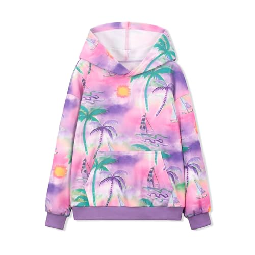 Image of WELAKEN Girls and Toddlers' Pullover Printed Hoodie Sweatshirt with Kangaroo Pocket