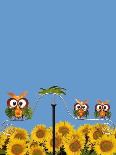 POMMERNTRAUM ® | Windspiel Familie EULEN Gartenpendel Gartenstecker Gartendekoration GartenKunst für Eulenliebhaber Vogel Vögel Uhu