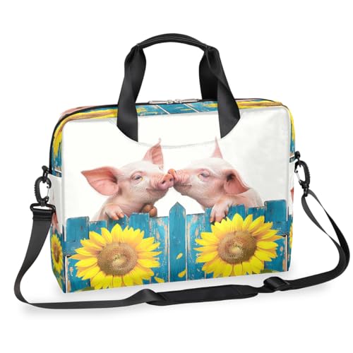 Maletín para portátil con diseño de cerditos y girasol 15.6 pulg miniatura 1
