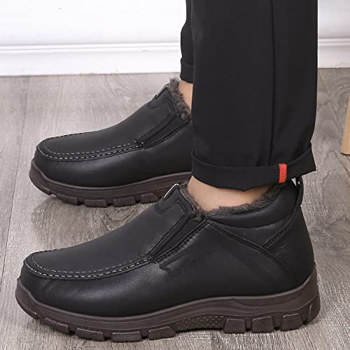 Image of COSIDRAM Men Shoes Winter Snow Boots Cotton-Padded Slip on Casual Warm Walking Sneakers Waterproof House Shoes