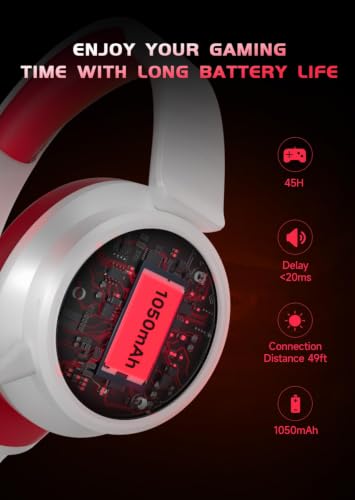 Image of RYR Wireless Gaming Headset for Xbox Series X|S, Xbox One, White-Red