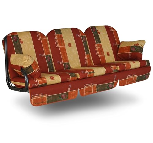 Angerer Freizeitmöbel GmbH Hollywoodschaukel Auflage Deluxe - passend für viele 3-Sitzer Hollywoodschaukeln - Schaukelauflage Made in Germany (Rot-Terra-Beige Gemustert) Angerer Freizeitmöbel GmbH Hollywoodschaukel Auflage Deluxe - passend für viele 3-Sitzer Hollywoodschaukeln - Schaukelauflage Made in Germany (Rot-Terra-Beige Gemustert)