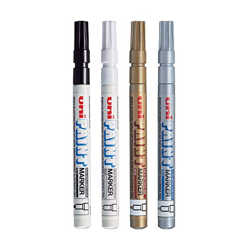 Uniball PX21 Paint Markers Combo, (Black, White, Golden, Silver, Pack of 4), medium (UNMRPX21CS4b)