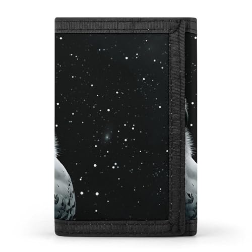 Snowy Owl And Stars Trifold Wallet for Men - Money Clip Slim Wallets with Multiple Card Slots Minimalist Small Front Pocket Wallet for Everyday Carry