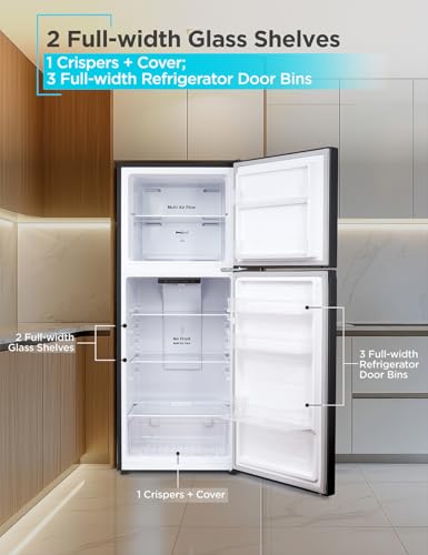Image of BLACK+DECKER 10.5 Cu. Ft. Top Mount Refrigerator, BR1000XB, Black | 2 Door Refrigerator with Top Freezer and Electronic Temperature Control, Frost Free, R600a Refrigerant, Energy Star