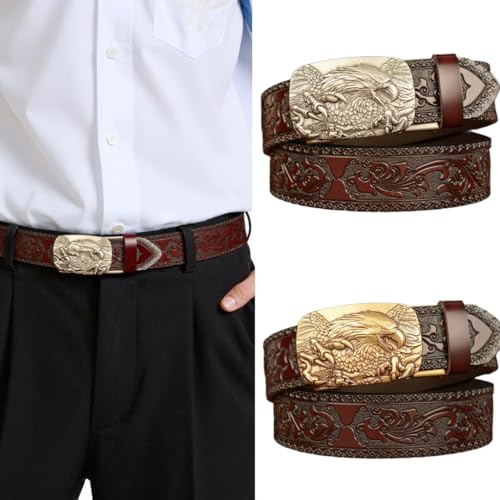 Retros Styles Men's Belt Comfortable Lanneret Pattern Waist Belt Leather Men's Belt for Business Attires2