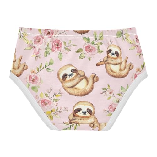 Wusikd Sloth Flowers Girls' Underwear Cotton Cute Girls Briefs Soft Toddler Underwear 2T2