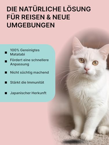 Matatabi Pulver für Katzen | | Natürliches Anti-Stress Katzen Pulver für Reisen & Umgebungswechsel | Appetitanregend & Immunsystem stärkend | Alternative zu Katzenminze | 100% Reines Silvervine
