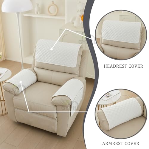 GYHH Sofa Armrest Cover, Headrest Cover for Recliner Chair Arm Cover,Armchair Slipcover Nonslip Quilted Furniture Protector for Pets Leather Sofa Couch
