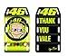 Valentino Rossi Lot de stickers unisexes « Thank You Vale », noir, 15 x 11 cm