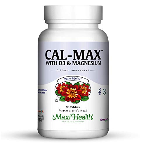 Maxi Health Cal-Max  Calcium Citrate with Vitamin D3 and Magnesium for Healthy Bone, Muscle, and Joints  1000mg Calcium, 750mg Magnesium, and 400IU D3  Immune Support for Adults  90 Tablets