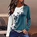 JXKIKOZE Long Sleeve Shirts for Women;Womens Long Sleeve Tops Crew Neck Pleated Casual Basic Tee Comfy Printed Tops Blouse;Womens Fashion;09-Turquoise L