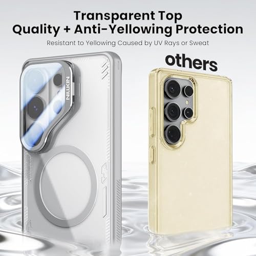 Image of PRITO Nilkin Magnetic Case for Samsung S26 Ultra, Shockproof Protection with MagSafe, Never Yellowing and Biodegradable Material, with Stand & Camera Lens Cover (Gray, S26 Ultra)