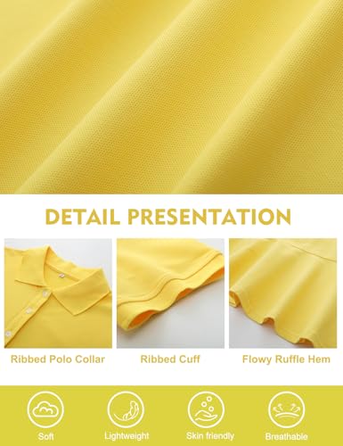 Image of Kissonic Women's Polo Dress Short Sleeve V Neck Ruffle Hem Casual Summer Golf Tennis Mini Shirt Dresses
