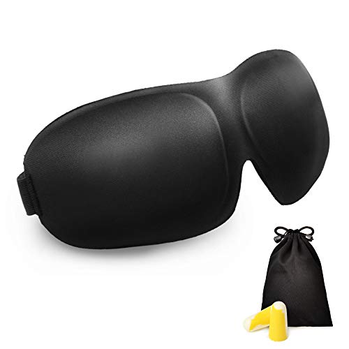 JPGoods アイマスク 立体 低反発の柔らかシルク質感 安眠 グッズ3点セット(アイマスク,耳栓,収納ポーチ) フリーサイズ