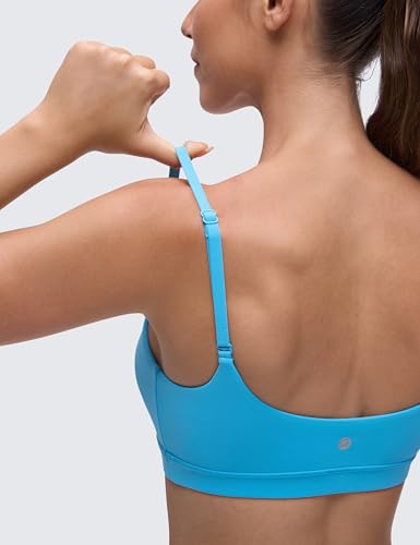 Image of CRZ YOGA Butterluxe Scoop Neck Sports Bras | Light Support, Removable Pads, Yoga, Extremely Soft, U Back, Adjustable Spaghetti Straps, for Women