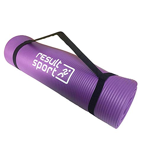Especial Hoy  ResultSport antideslizante (yogo,  Con bolsa  183 cm x 61 cm x 1 cm (10 mm) Dick  Entrenamiento Mats  Ideal para yoga, pilates, fitness Studio, morado - morado